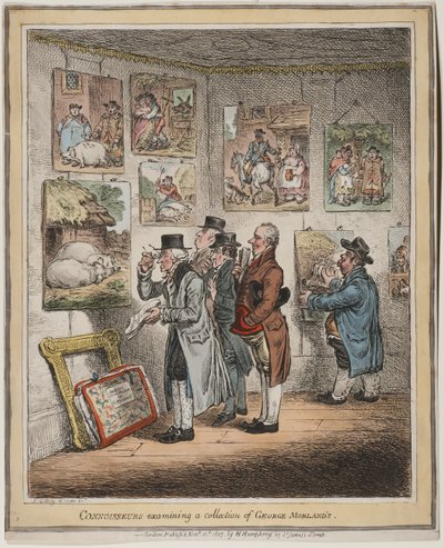 Connoisseurs che esaminano una collezione di George Morland, pubblicato da Hannah Humphrey, 1807 da James Gillray